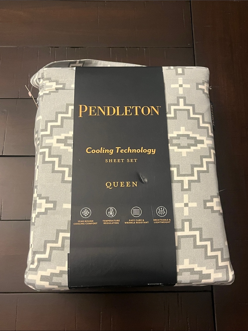 Pendleton Grey Otero Queen Sheet Set, Flat Fitted 2 Standard Pillowcases new